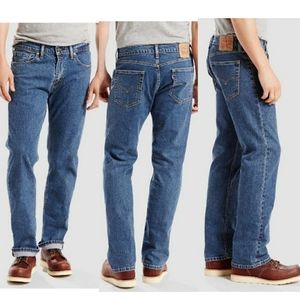 LEVIS mens medium wash 505 red tab straight leg jeans 36×34
